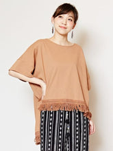 無地ハイローヘムフリンジトップス