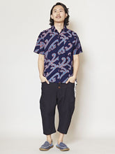 和モダン波柄MEN'S開襟シャツ