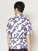 和モダン波柄MEN'S開襟シャツ