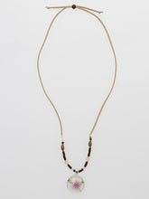 HAND MADE ガラス玉花模様ビーズネックレス