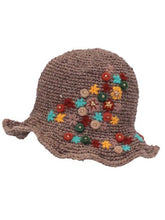 フラワー刺繍入りヘンプコットンハット