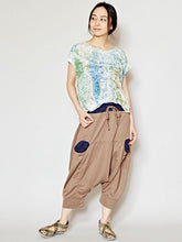 yul バイカラーハーフ丈サルエルパンツ