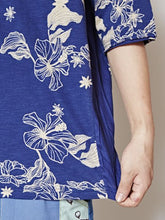 線画風フラワープリントメンズTシャツ