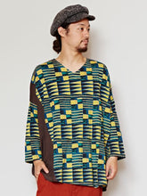 アフリカン柄VネックMEN'Sトップス