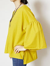 yul シンプル無地フレアスリーブトップス
