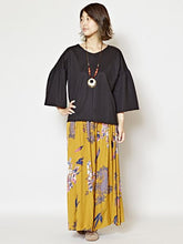 yul シンプル無地フレアスリーブトップス