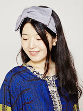 リブ編みリボンヘアバンド
