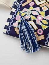 ストライプ織り＆ミラー刺繍トートバッグ