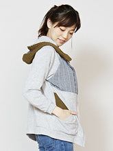 yul 変わり編みパッチワークニットフーディー