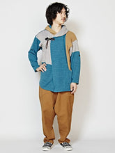 yul 変わり編みパッチワークニットMEN'Sフーディ