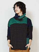 yul 変わり編みパッチワークニットMEN'Sトップス