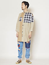 チェックパッチワークMEN'Sロングシャツ