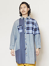 チェックパッチワークMEN'Sロングシャツ