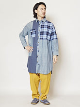 チェックパッチワークMEN'Sロングシャツ