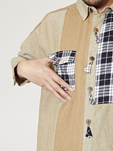 チェックパッチワークMEN'Sロングシャツ