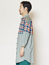 チェックパッチワークMEN'Sロングシャツ