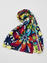 UVカット加工フード付きストール ヒッピーフラワー