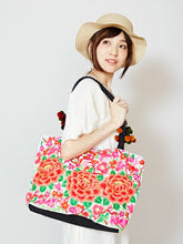 モン族花刺繍BIGトートバッグ